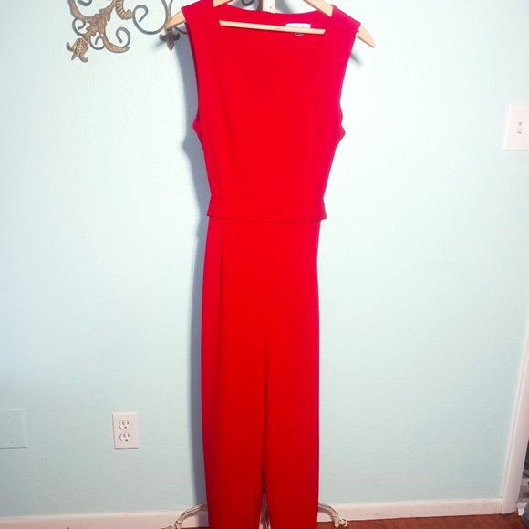 Calvin Klein Pants - Red Calvin Klein Jumper/Romper with Matching Red Belt Size 8